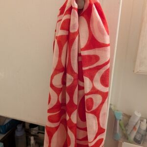 Red and White Patterned Scarf